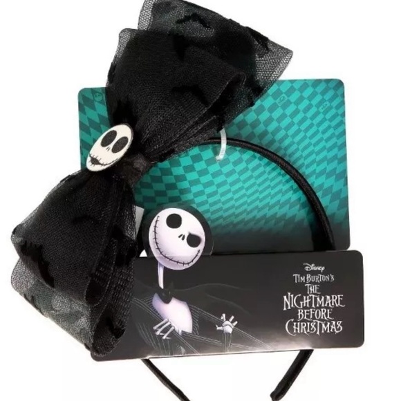 Nightmare Before Christmas Jack Skellington Headband Bow & Jewelry Set - Picture 4 of 4